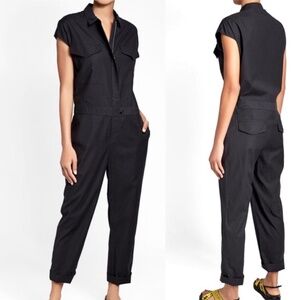 RAG & BONE Reed Cupro/Cotton Blend Cap Sleeve Jumpsuit in Black - 12